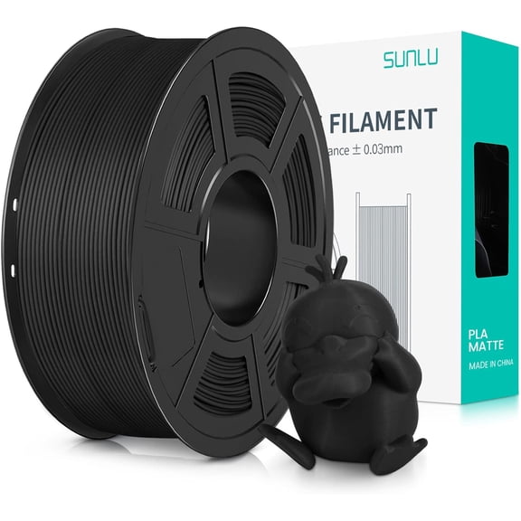 PLA Matte 3D Printer Filament 1.75mm, PLA Filament 1kg Spool (2.2lbs), Dimensional Accuracy  /- 0.02mm, Matte Black PLA
