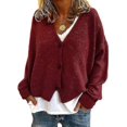 thumbnail image 1 of Pull Femme Tricoté Décontracté Col en V Cardigan Couleur Unie, 1 of 4