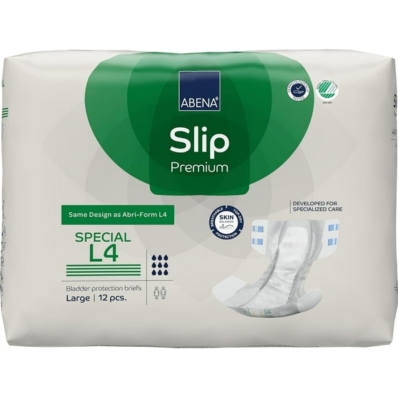 Abena Classic Design Adult Diapers, Slip Special Premium Incontinence Briefs, Heavy Absorbency, Level 4, Large, 12 Count