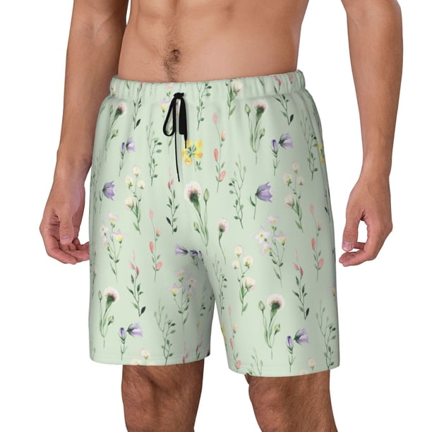 Balery Wildflower Watercolor 5 Bañador para hombre, shorts de playa de secado rápido con entrepierna y forro de compresión-Medium