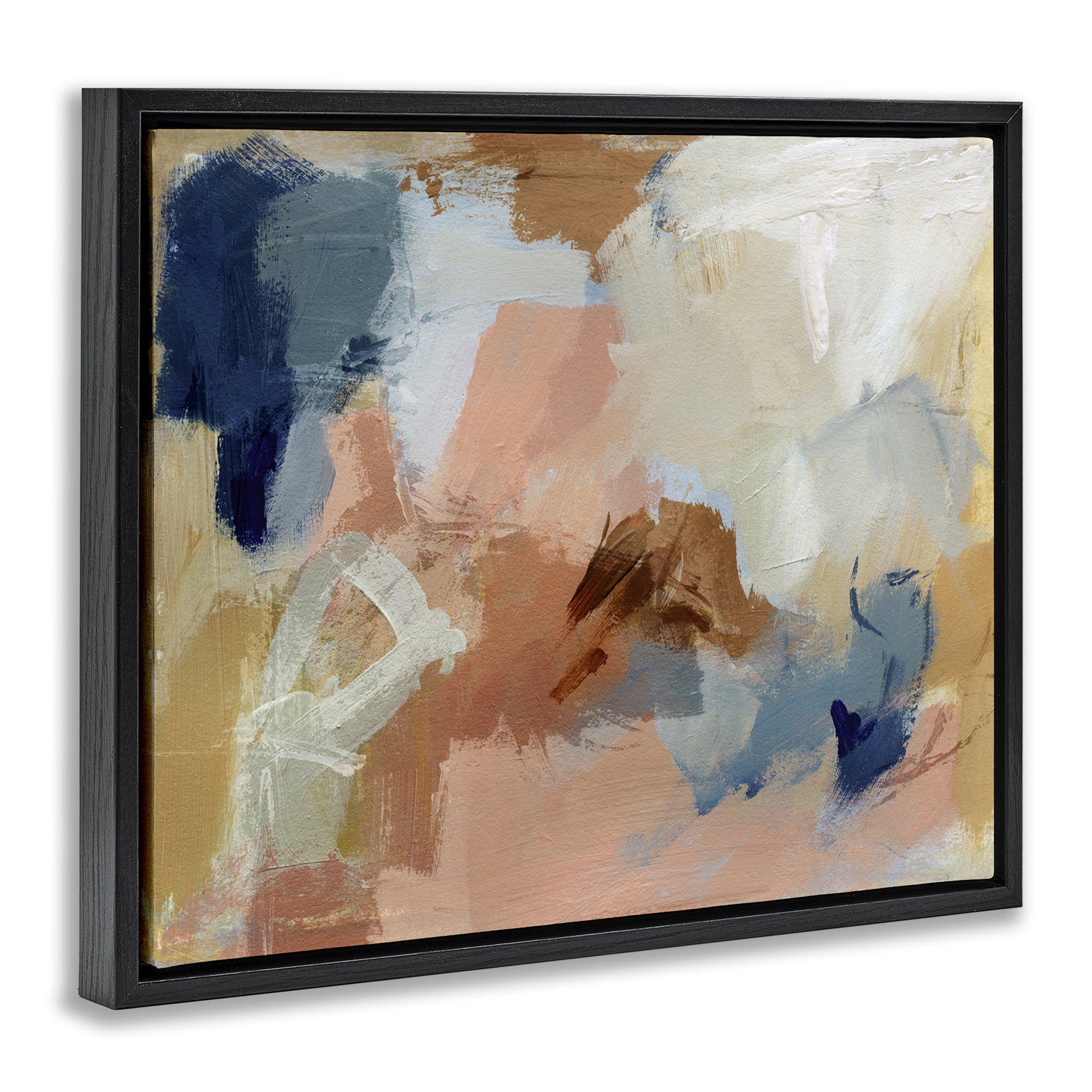 Stupell Industries Rustic Neutrals Painting Abstract Painting Black Floater Framed Canvas Art Print Wall Art, 21 x 17