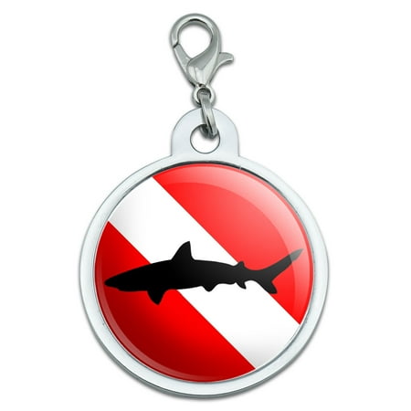 Diving Flag - Scuba Diver Dive - Shark Large Metal ID Pet Dog Tag