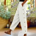thumbnail image 2 of Women's Elastic Waist Casual Pants with Pockets, Solid Color Stretchy Trousers Slacks Bottoms, Relaxed Fit Soft Lounge Wear for Daily Work Office Travel Essentials | Aestivo,White XL, 2 of 8