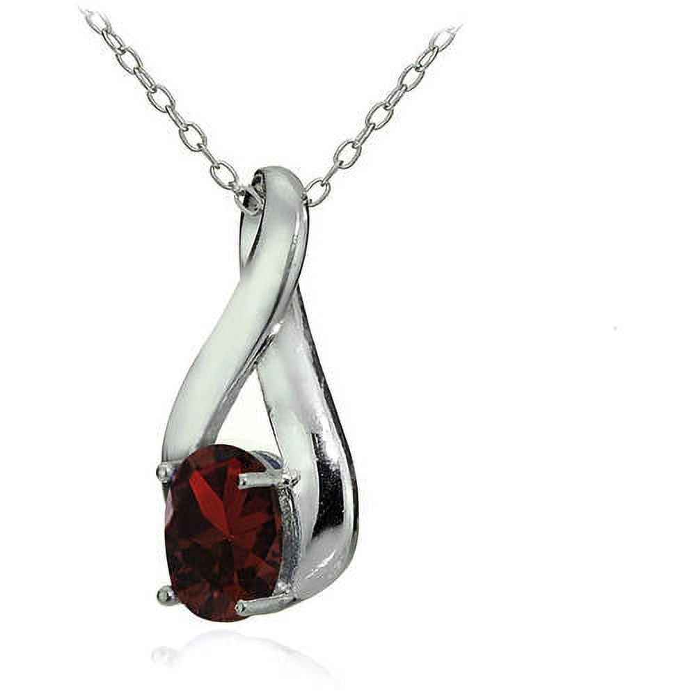 Garnet Sterling Silver Polished Infinity Necklace