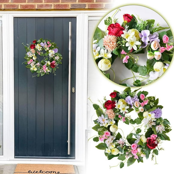 Wreaths for Front Door, Camellia Home Door and Window Wall Decoration Wreath Wreath Exquisite, Summer Door Wreath