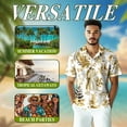 thumbnail image 3 of Netecom Wedding Engraved Hawaiian Shirt for Men, Tropical Style, Button Down Summer Beach Short Sleeve, S-5XL, 3 of 6