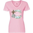 thumbnail image 3 of Inktastic Happy Easter with Cross and Flowers Women's V-Neck T-Shirt, 3 of 5