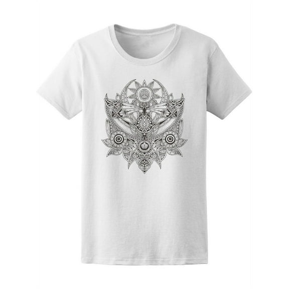 Floral Ornament With Dragonfly T-Shirt Women -Image by Shutterstock, Female Large
