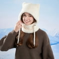 thumbnail image 2 of QLEICOM Beanie for Women,Women Balaclava with Knit Construction and Fleece Lining Providing Complete Head Neck and Face Coverage Outdoor Beige, 2 of 5