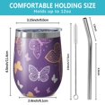 thumbnail image 5 of 12oz Stemless Wine Tumblers Purple Orange White Butterfly Pattern Vacuum Insulated Stainless Steel Travel Tumbler Cups Mug with Lid and Straw for Champaign,Cocktail,Beer with Cleaning Brush, 5 of 5