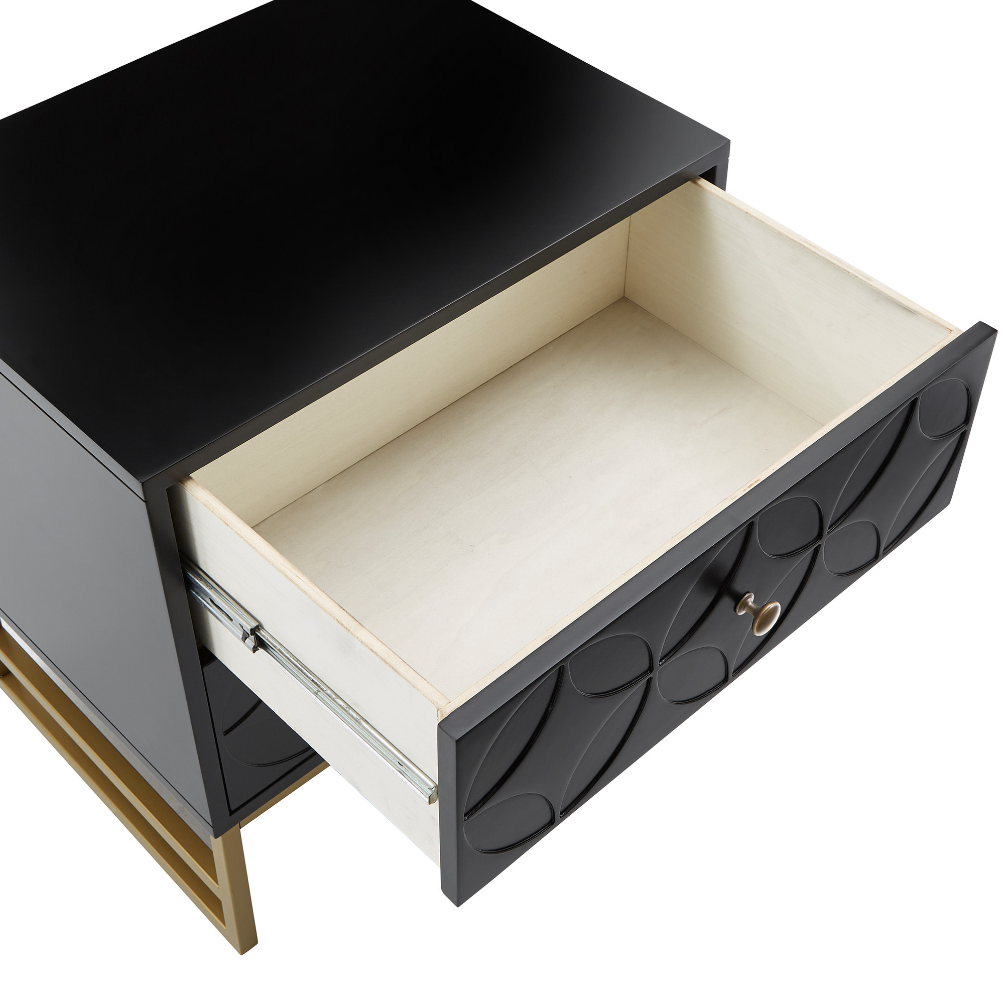 Weston Home Shiloh Arched Diamond Gold Metal End Table, Black