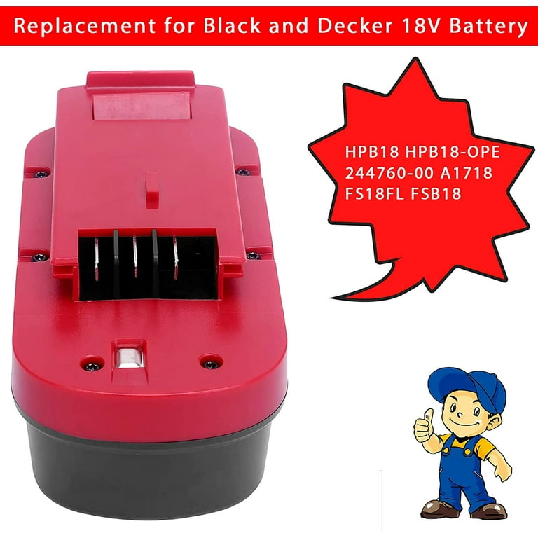 3.6Ah Ni-Mh 18Volt Replacement for Black and Decker 18V Battery Replacement  Compatible with Black and Decker 18 Volt HPB18 HPB18-OPE 244760-00 A1718