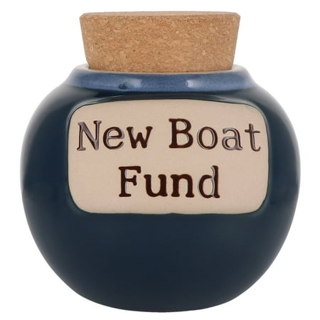 Cottage Creek Blue Ceramic Boating Piggy Bank, 6 Inches
