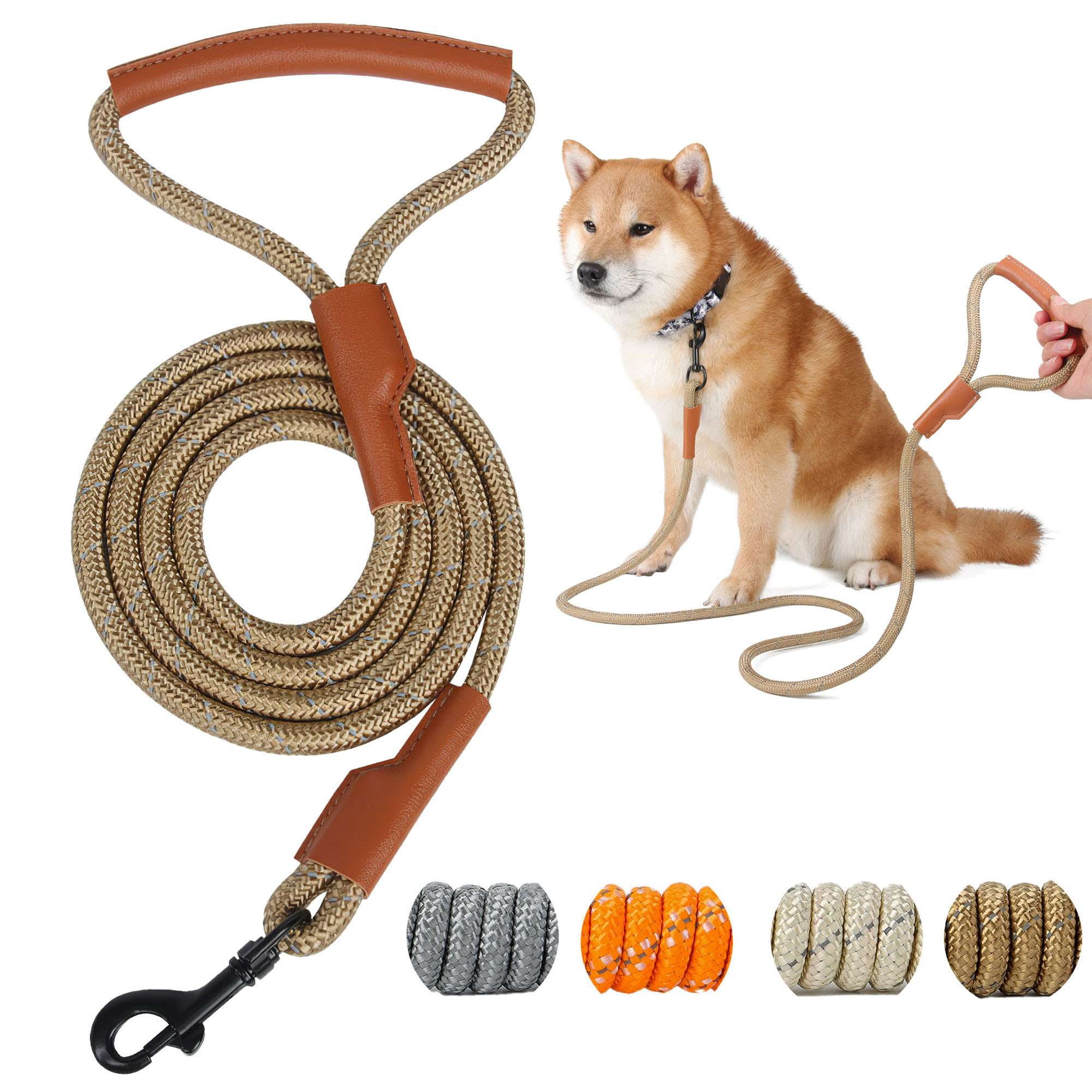 Deago 5FT Strong Dog Leash Rope with Comfortable Leather Handle Highly