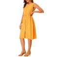thumbnail image 4 of Allegra K Women's Sleeveless Solid Button Front Drawstring Dress, 4 of 6