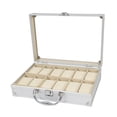 thumbnail image 4 of Estuche de exhibición para relojes, estuche de transporte, caja de lujo para relojes para hombres, para coleccionistas, esposos y padres. 12 ranuras, 4 of 8