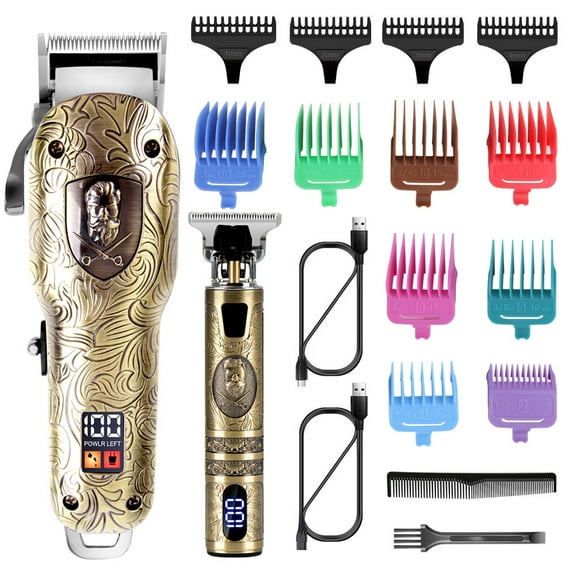Hair Clippers for Men T-Blade Trimmer Professional Barber Clippers Cordless Beard Trimmer Gold Knight Grooming Kit