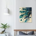 FANNA Wall Art Peacock Feather Teal Blue Turquoise Floral Green Leaf