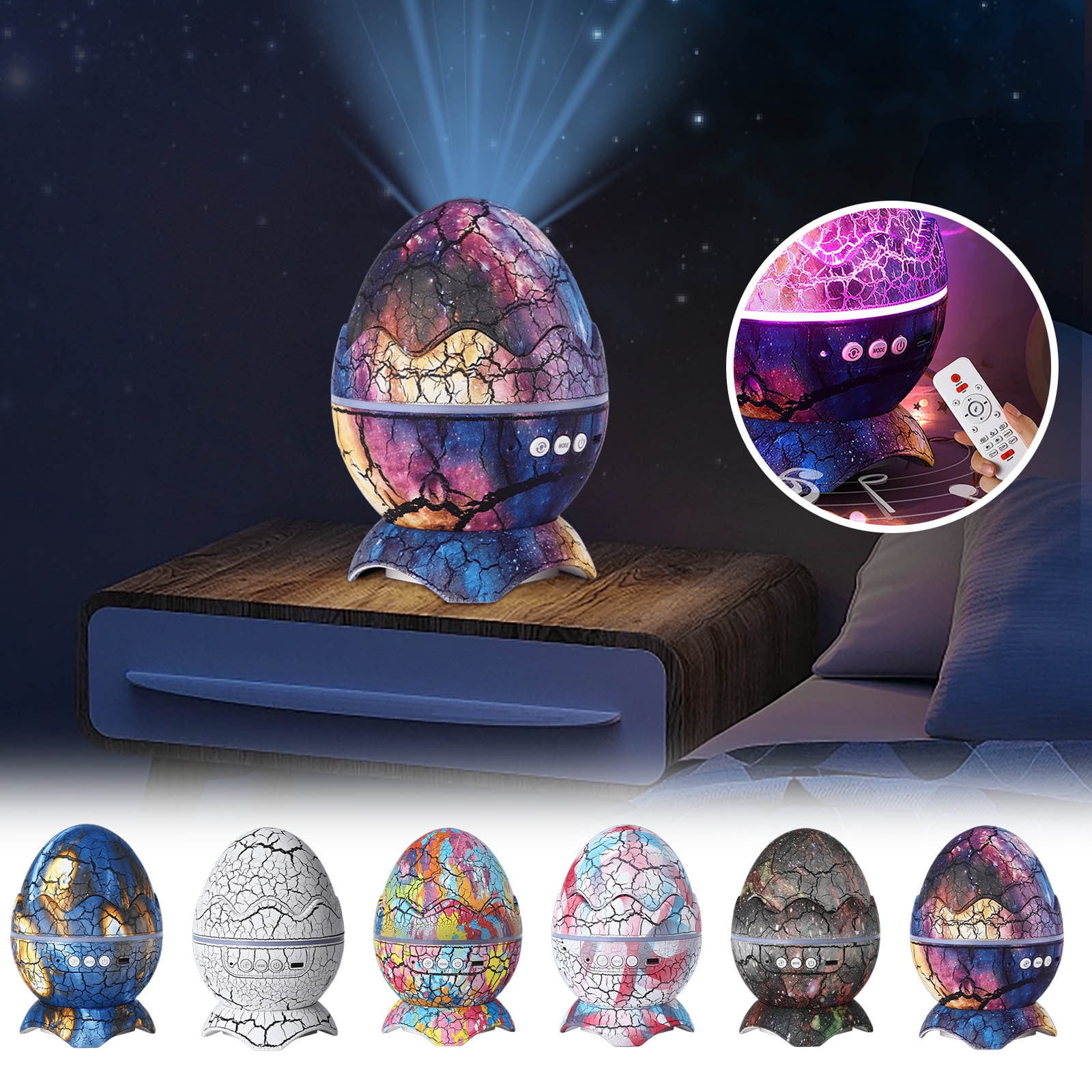 Egg Projector,4 in 1 Northern Lights Projector, Dinosaur Egg Galaxy Star Projector Starry Light,Starry Projector,Remote Control 14 Colors Galaxy Night Light and Soothing Music for Teens
