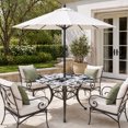 thumbnail image 2 of Round Outdoor Tablecloth with Umbrella Hole and Zipper, Black Floral Tablecloth with Elastic Waterproof, Country Retro Flowers Botanical Retro Art Patio Table Covers for 45" - 54" Picnic Pool Tables, 2 of 9