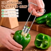 2Pcs Red Bell Pepper Seed Corer - Fruit Vegetable Stem Remover for Pepper Pineapple Pear Apple Tomato, 304 Stainless Steel Rust Resistant, Easy to Use & Clean Kitchen Gadgets Tool (1 Set)