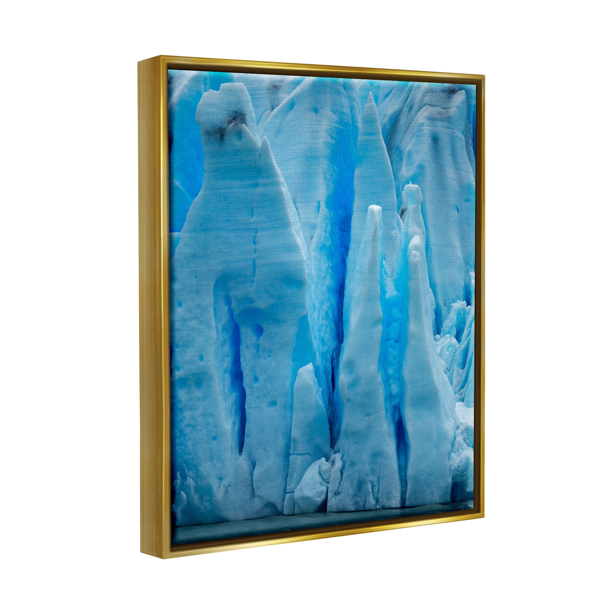 Stupell Industries Blue Glaciers Photography Nature Photography Gold Floater Framed Art Print Wall Art, 25 x 31