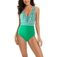 thumbnail image 4 of Women One Piece Swimsuit Tummy Control Bathing Suit For Teen Girls Women's Contrast Color Stripe Camisole Backless Bikini One-piece Swimsuit Green L, 4 of 4