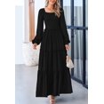 thumbnail image 4 of Vestido largo PRETTYGARDEN para mujer, estampado primaveral, negro, XS, 4 of 8