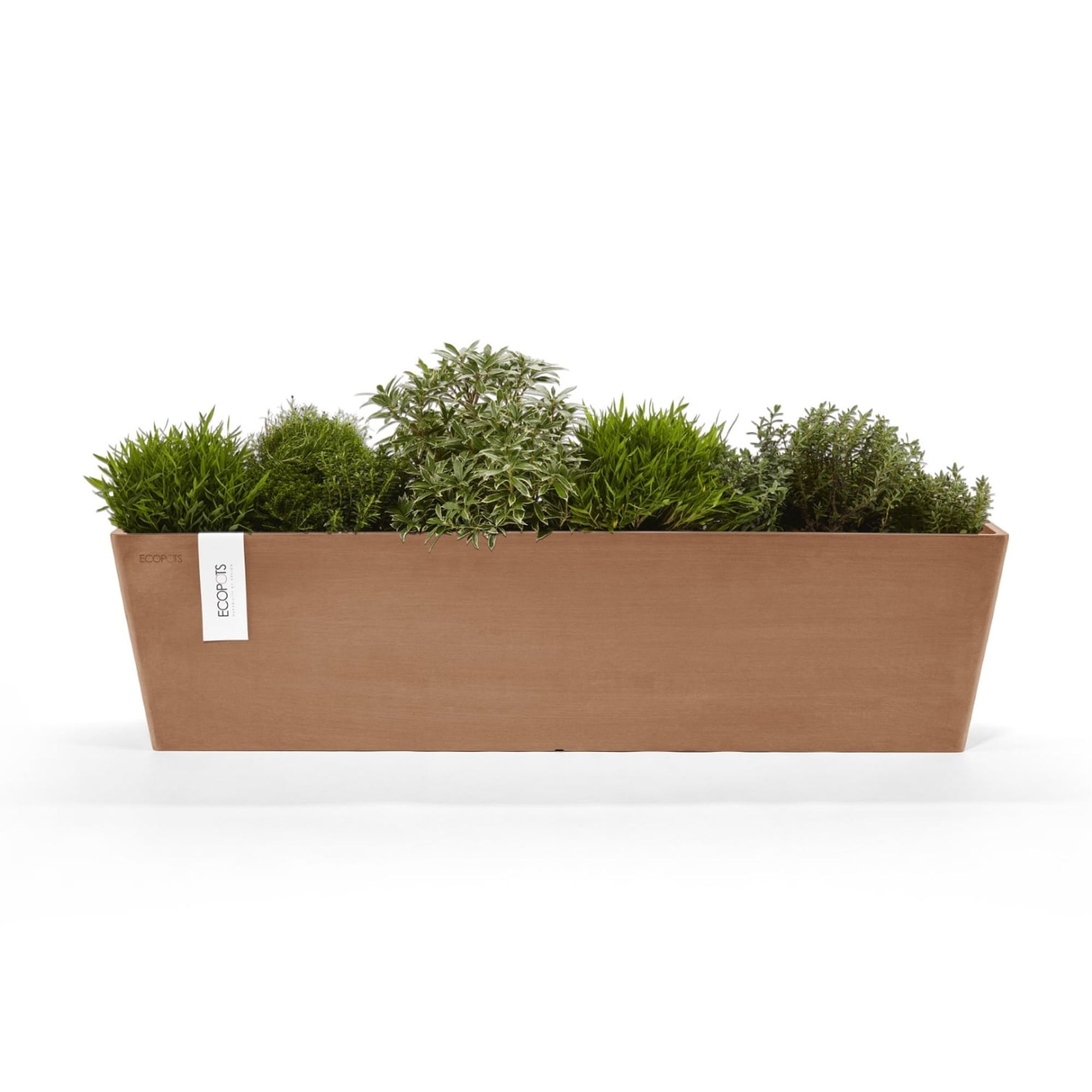 Ecopots Bruges Durable Modern Rectangular Indoor/Outdoor Recycled Based Composite Flower Pot Planter, Terracotta Color, 31.5"