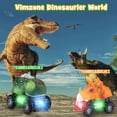 thumbnail image 5 of Vehículos de dinosaurios para niños, juguete eléctrico de dinosaurio con luz LED y sonido ajustable, Tyrannosaurus Rex Triceratops, juguete de dinosaurio giratorio automático (2 piezas), 5 of 5
