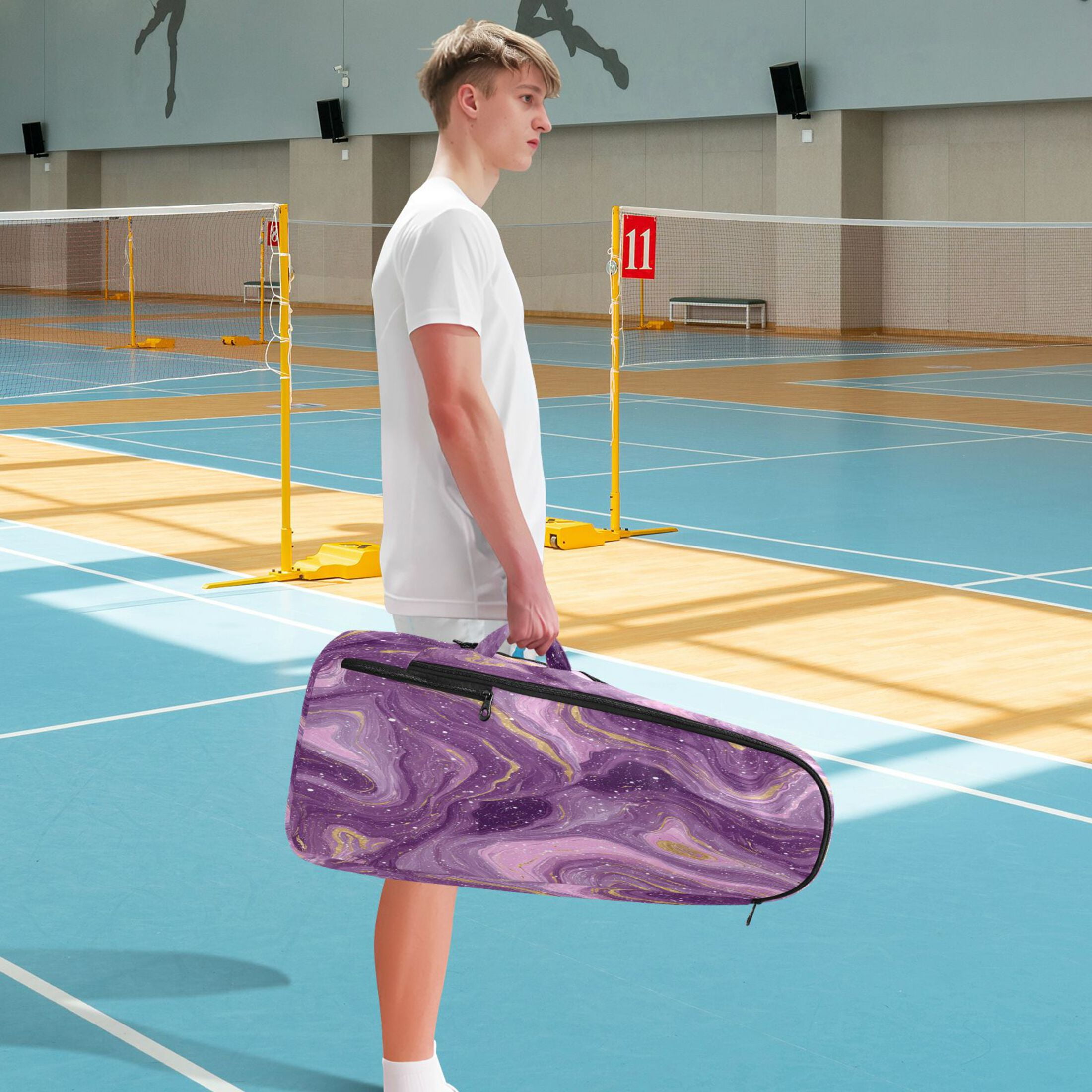 2 Racquet Holder Tennis Backpack Tennis Racket Covers Gym Bags Hints Of Pink Marble