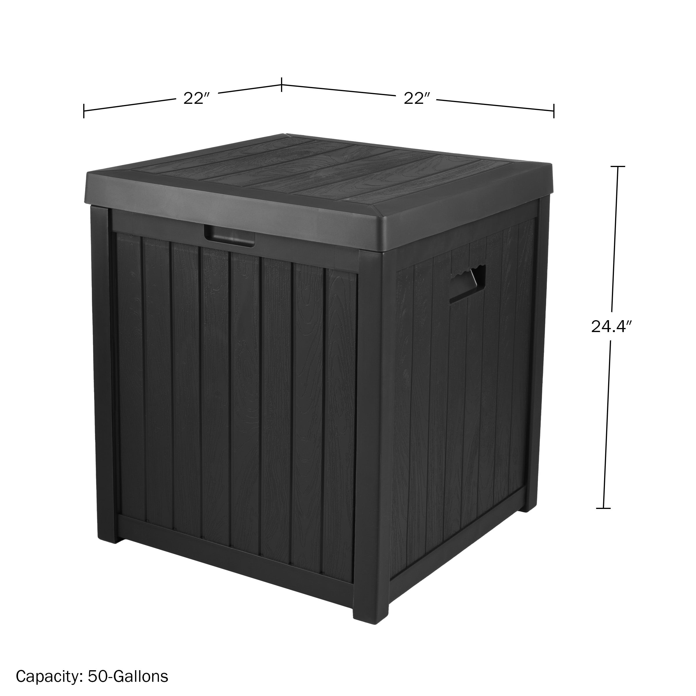 Storage Box - 50-Gallon Container for Patio Storage - Durable and Fade-Resistant Resin Deck Box - Outdoor Furniture by Pure Garden (Black)