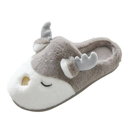 

Sehao chunky shoes for women Cute Deer Slippers For Men Winter Warm House Slippers Suede womens shoes dressy casual comfortable walking shoes women