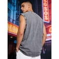 thumbnail image 3 of 2PCS Mens 100% Cotton Oversized Washed Distressed Tank Tops Gray + Coffee Crew Neck Sleeveless Tee, 3 of 8