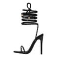 thumbnail image 6 of Womens Stilettos High Heel Strappy Gladiator Sandals Square Open Toe Lace up Heeled Dress Shoes Pumps Black Size 7, 6 of 6