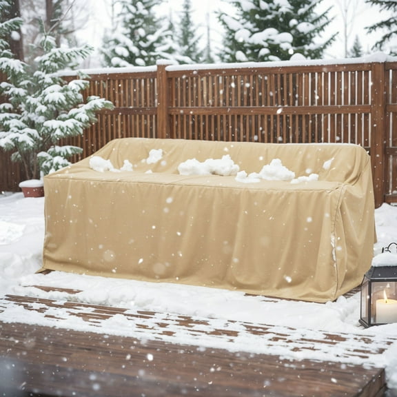 GDF Studio Outdoor 3-Seater Sofa Cover, Weather-Resistant UV-Protected, Beige