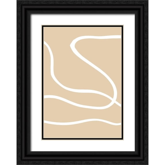 Artographie Studio 24x32 Black Ornate Wood Framed with Double Matting Museum Art Print Titled - Beige Lines 01