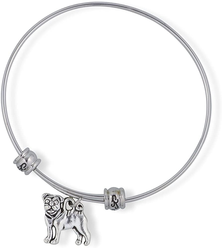 EMERALD PARK JEWELRY Pug French Bulldog Dog Fancy Charm Bangle