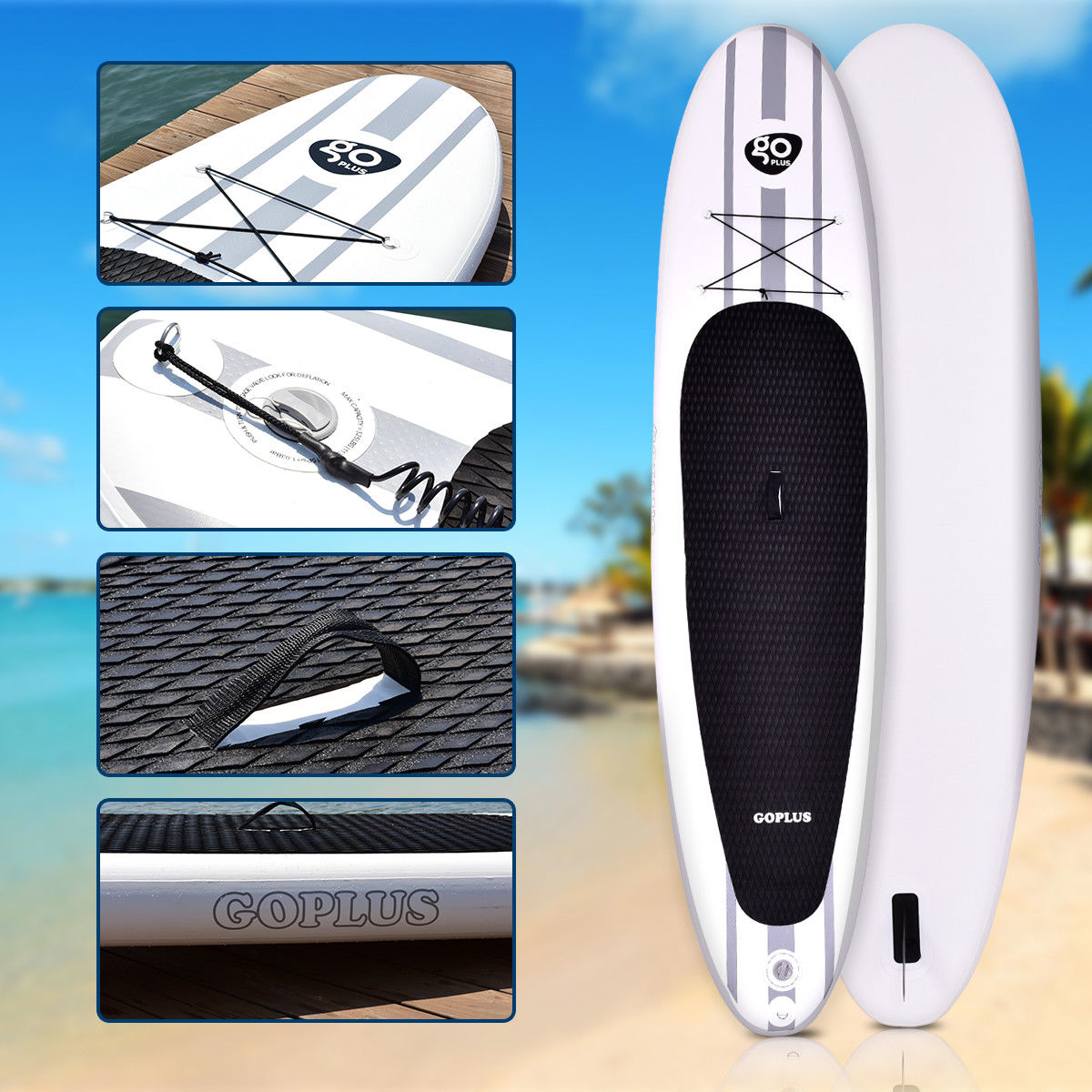 Goplus 11' Inflatable Stand Up Paddle Board SUP w Adjustable Paddle Travel Backpack by Costway