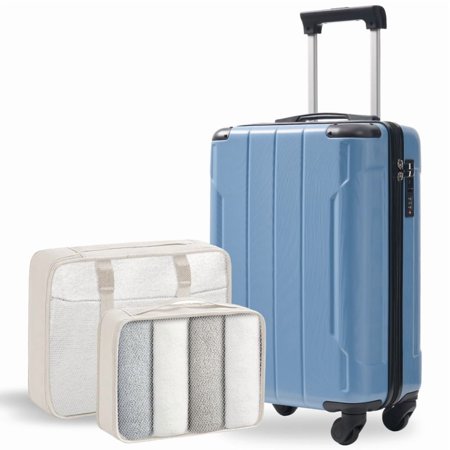 Hardshell Luggage, Lightweight Durable ABS Suitcases with Double Wheels, Expandable 28-inch Checked Luggage 28" (White Brown)