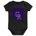 thumbnail image 3 of Infant Purple/Black/White Colorado Rockies Minor League Player Three-Pack Bodysuit Set, 3 of 4