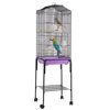Folding Iron Bird Cage Cockatiel Parakeet Finch Canary Cage With Stand Wheel