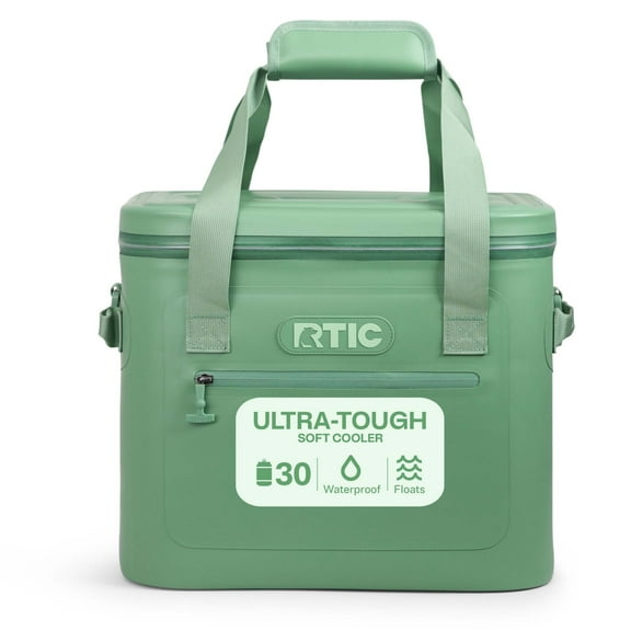 RTIC 30 Can Ultra-Tough Soft Cooler, 20 Qt, Leakproof, Waterproof Zipper,  Sage, Soft Pack Cooler