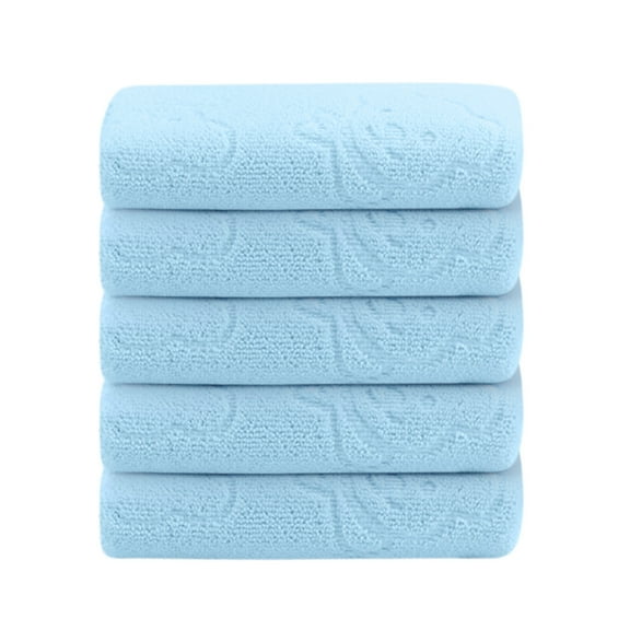 CuiLiyq 5 Pack Velvet Towel for Bathroom, Soft and Absorbent Household Gift Towel With Small Bear Print, Large Bath Lightweight Quick Dry Washcloths for Bathroom Home Decorative, 23.6" x 11.8", Blue