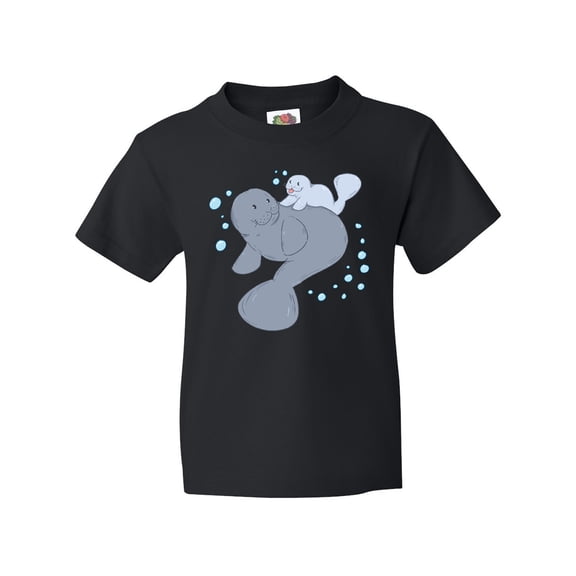 Inktastic Cute Manatees with Bubbles Youth T-Shirt
