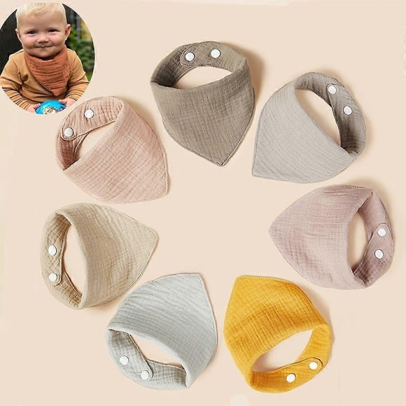 Drool bibs set of 7, Soft, hydrophilic baby bibs with snap fastener, rainbow, drool bibs, spit bib, cotton bibs, bandana bib baby, washable bibs, unis
