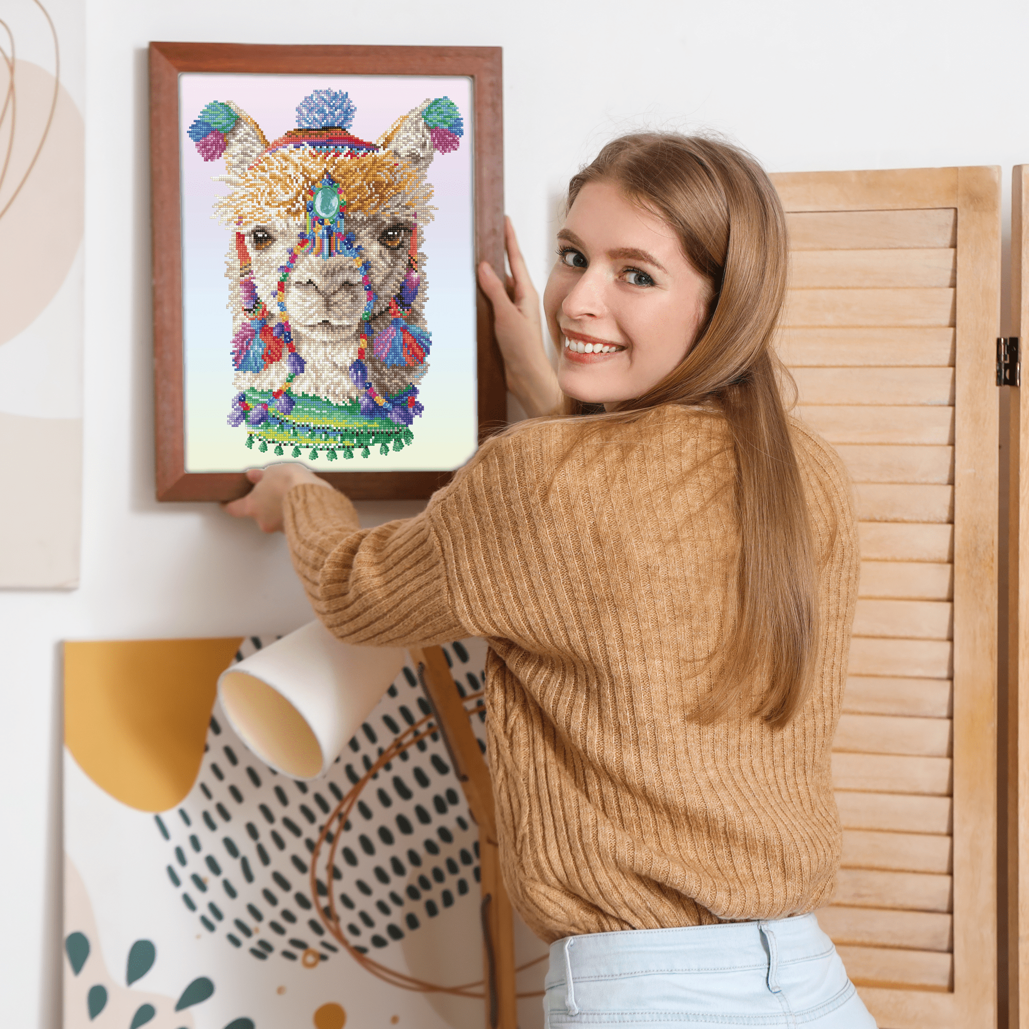 Diamond Dotz Bohemian Alpaca Diamond Painting Kits for Adults - Diamond Art Kits a Relaxing Creative Craft Kit with Dotz Gems 20.1x16.1