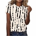 thumbnail image 2 of Pisexur Hauts de Printemps pour Femmes, Pull Décontracté à Manches Courtes Imprimé, Col Rond, Blouses Habillées Décontractées pour Femmes, Rouge, TG, 2 of 2