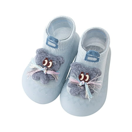 

Kids Shoes Size 23 For 12 Months-18 Months Boys Animal Cartoon Socks Warmthe Floor Socks Non Slip Prewalker Toddler Sneakers Blue