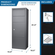 Large Single Compartment Locking Parcel Drop Box